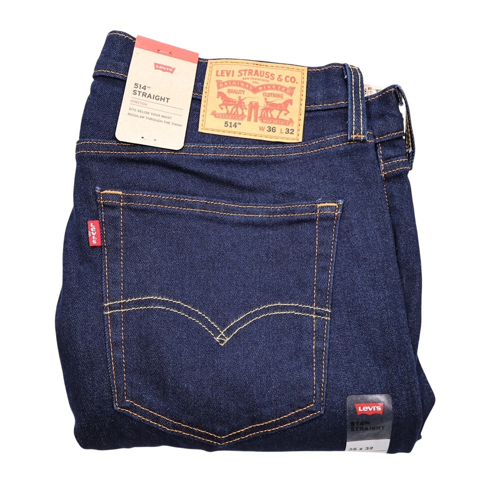 NWT LEVI'S 514 Men's 38x32 Dark Wash Straight Leg Jeans IRREGULAR (Tag 36x32)